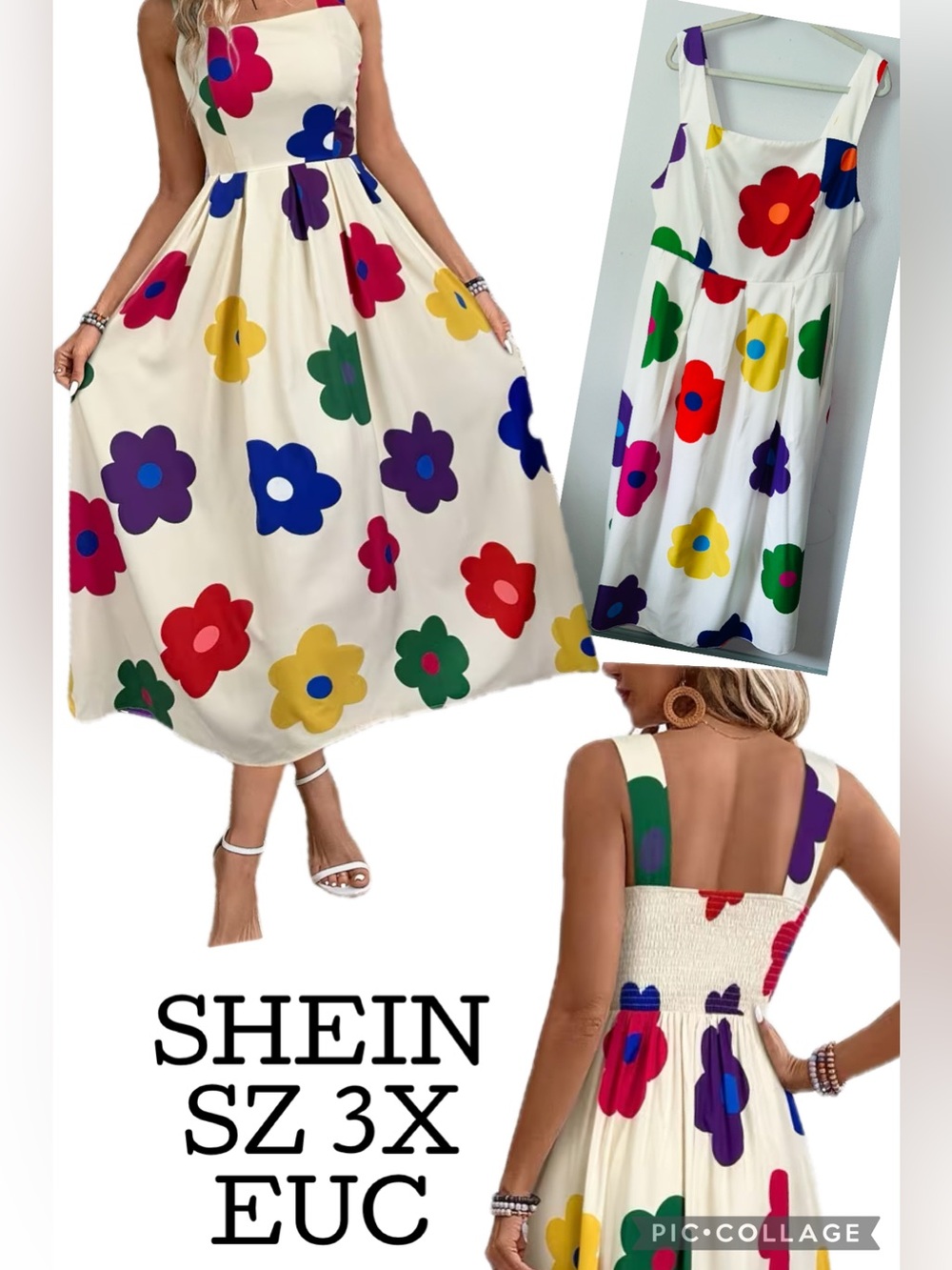 SHEIN Floral Tea Length Dress Sz 3X
